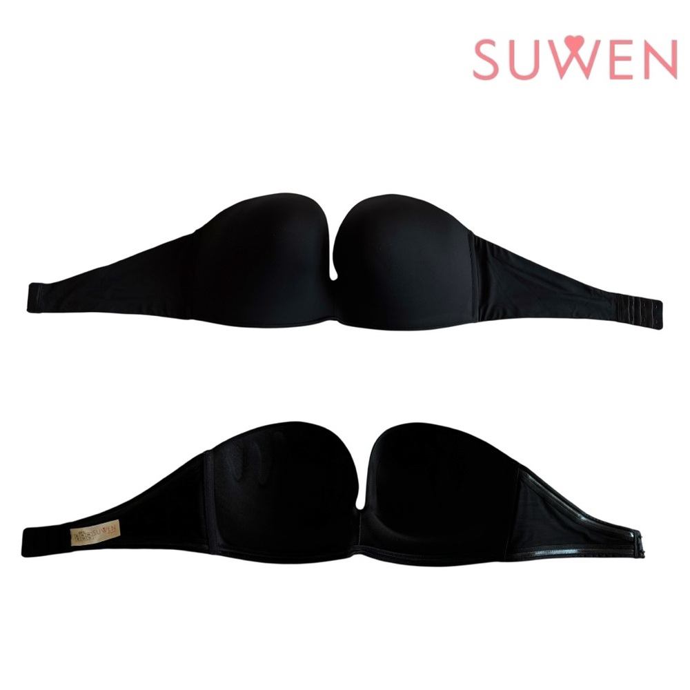 SUWEN Strapless Black Seamless Adhesive Bandeau Bra - Picture 5 of 6